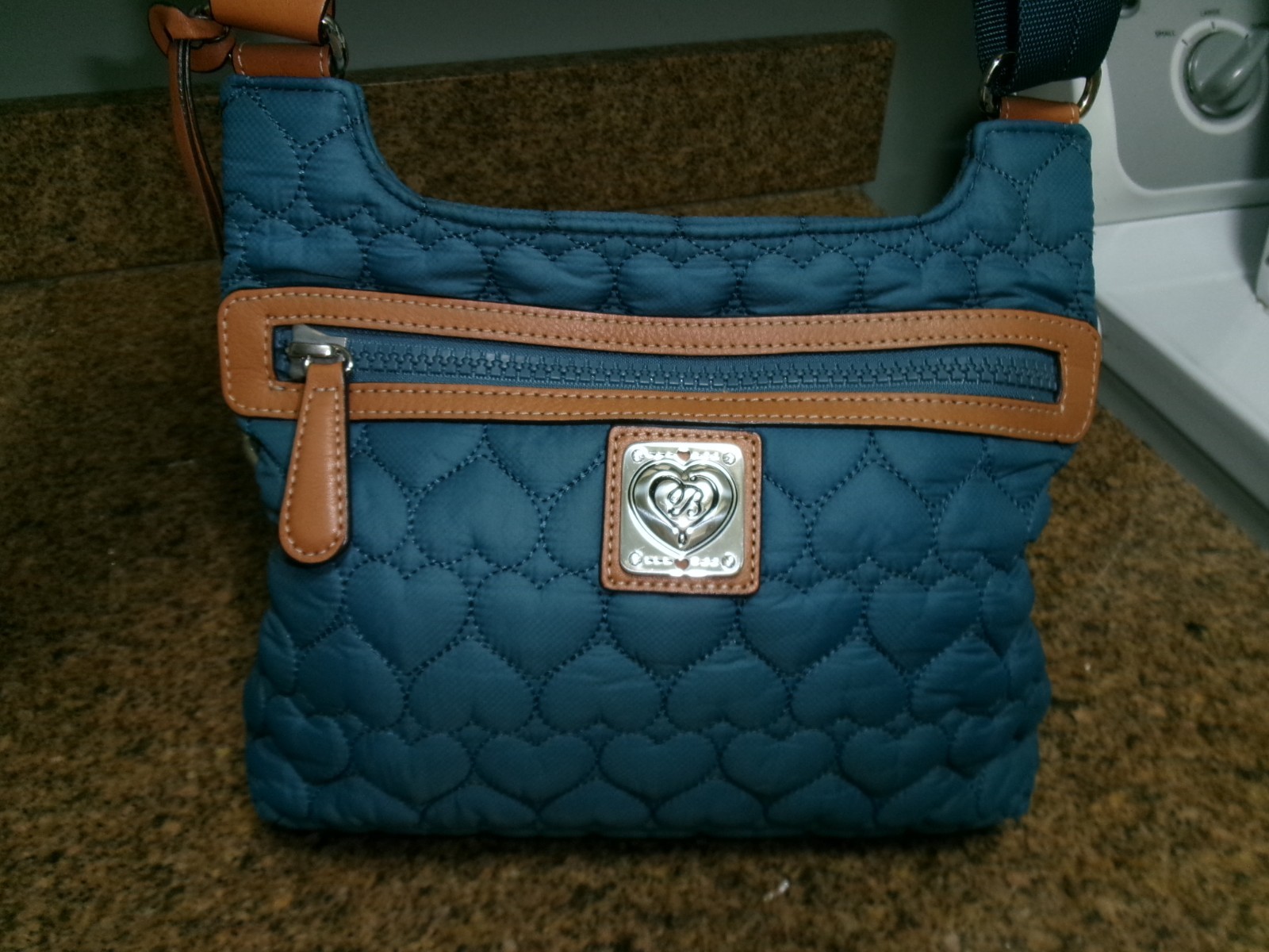 Brighton Kash Blue Quilted Crossbody Purse – Heart to Heart Collection – EUC