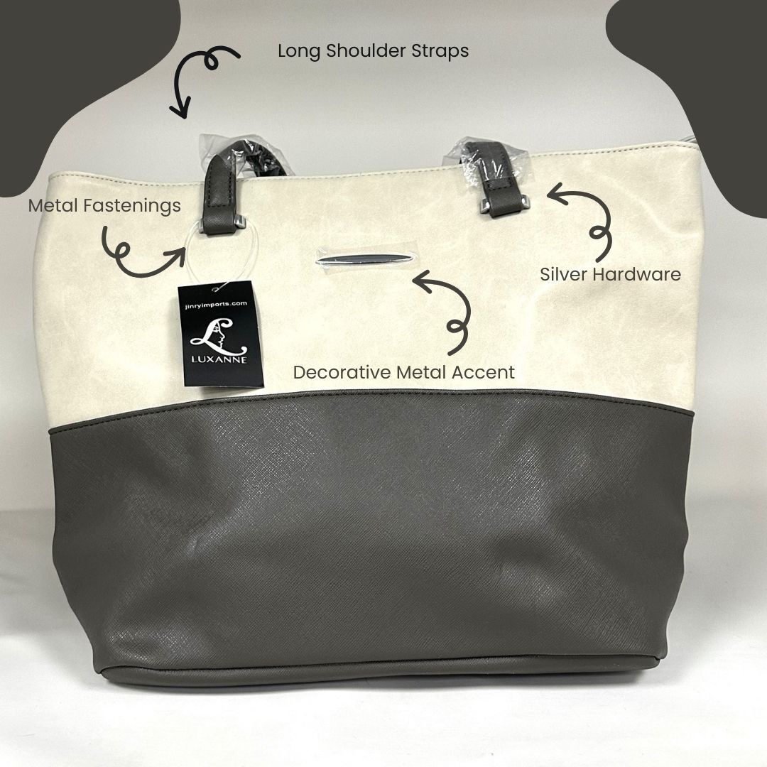 Large Faux Leather Tote Bag for Women–Work, Travel, & Everyday Purse with Zipper