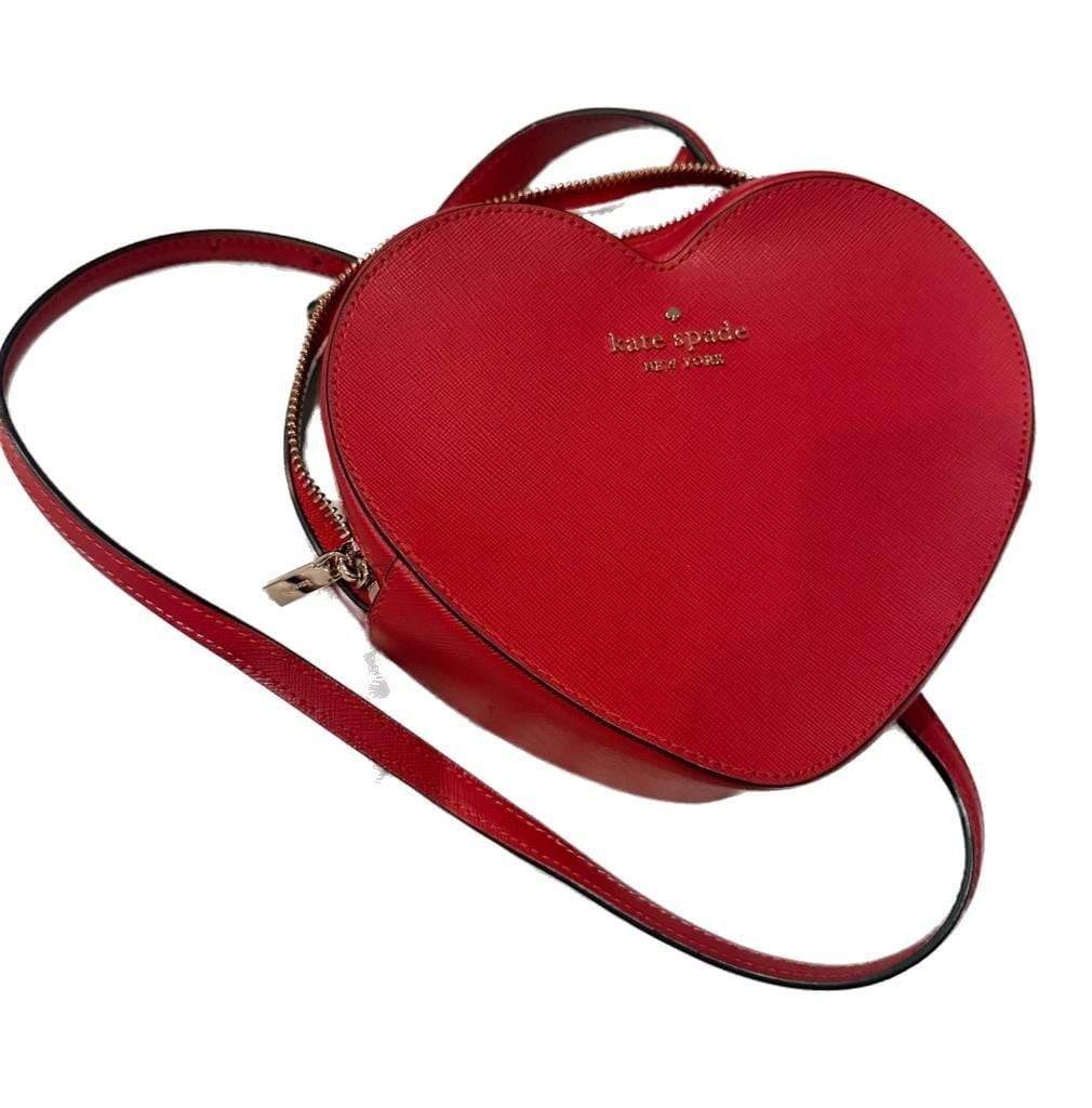 Kate Spade New York Love Shack Heart Crossbody Bag in Candied Cherry Saffiano Le