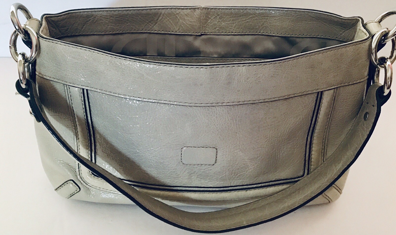 Banana Republic Grey Crinkle Leather Shoulder Bag “Pls Check Last Picture As Is