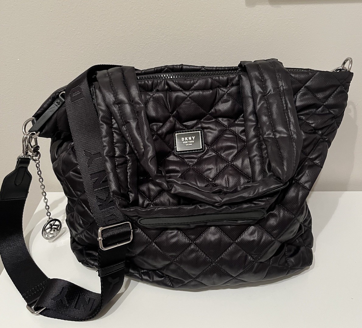 DKNY Black Maya Quilted Tote