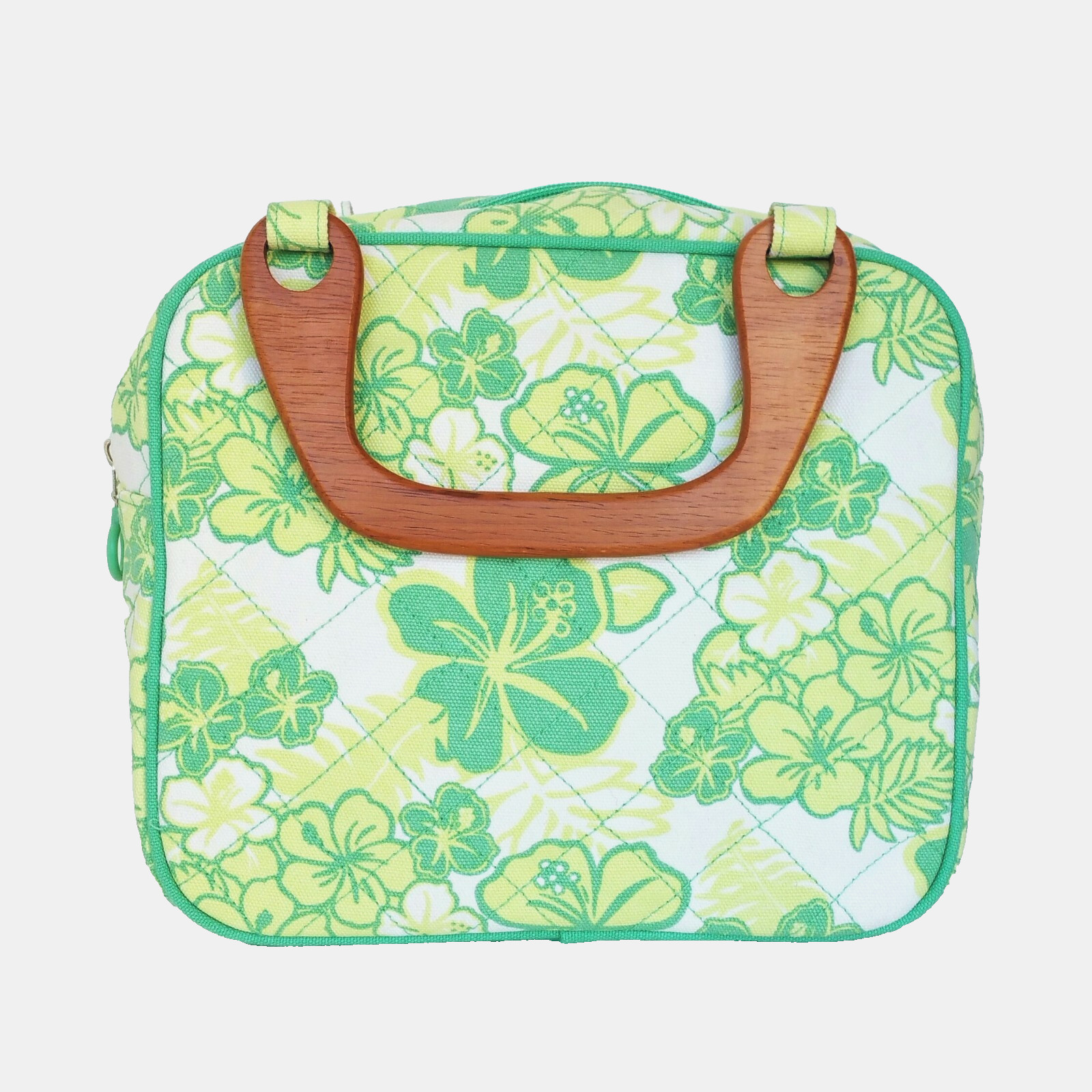 Larkspur Handbag Purse NEW Green Yellow White Floral Print Canvas Wood Handles