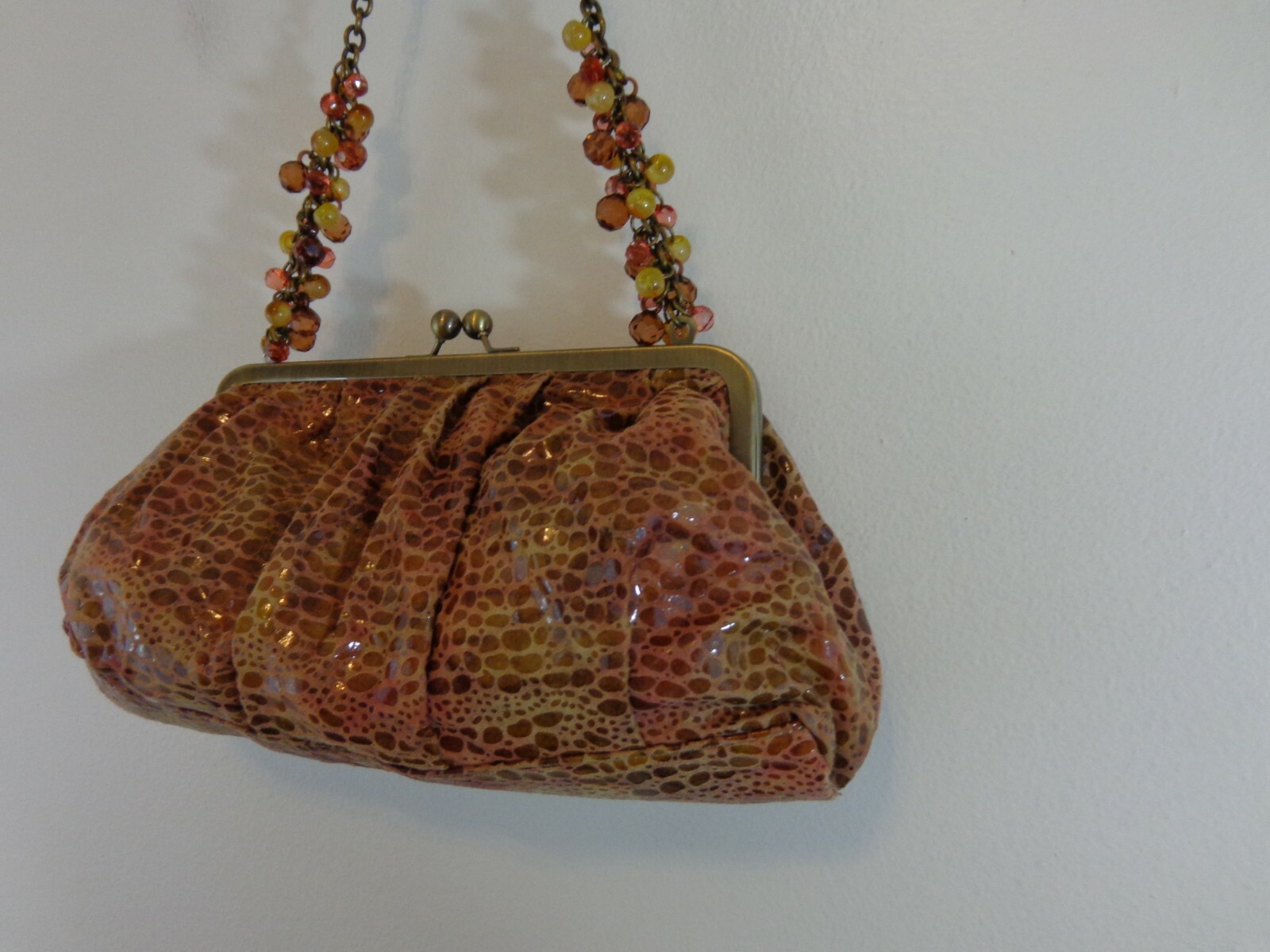 Emma Rose Purse Animal Print Beaded Embellished Chain Strap Handbag New With Tag