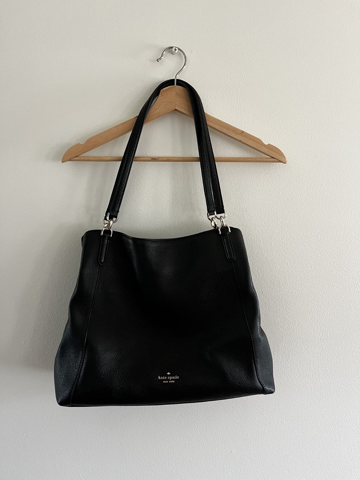 Kate Spade large black leather shoulder bag