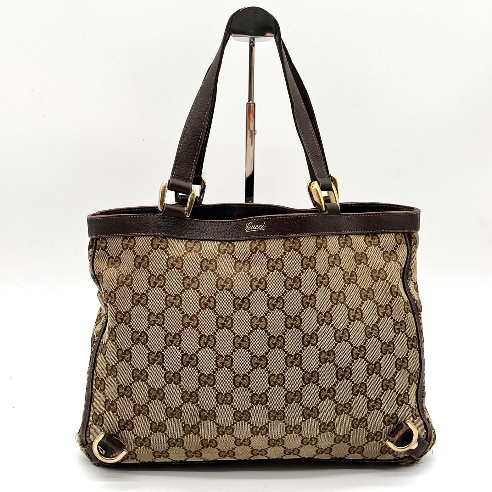 Auth GUCCI Abby Hardware GG Canvas Tote Bag, Brown, 170004 2Y9932