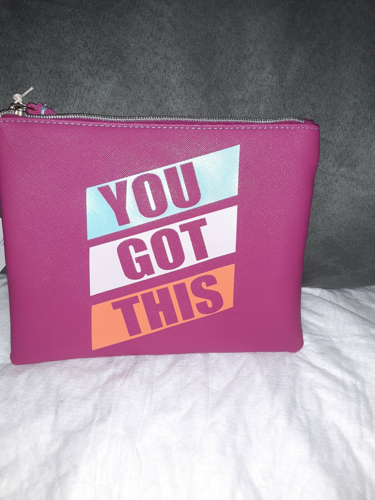Sophia Joy Plum Wristlet Conair 7inx9in You Got This Emblem Zip Travel Tote Bag
