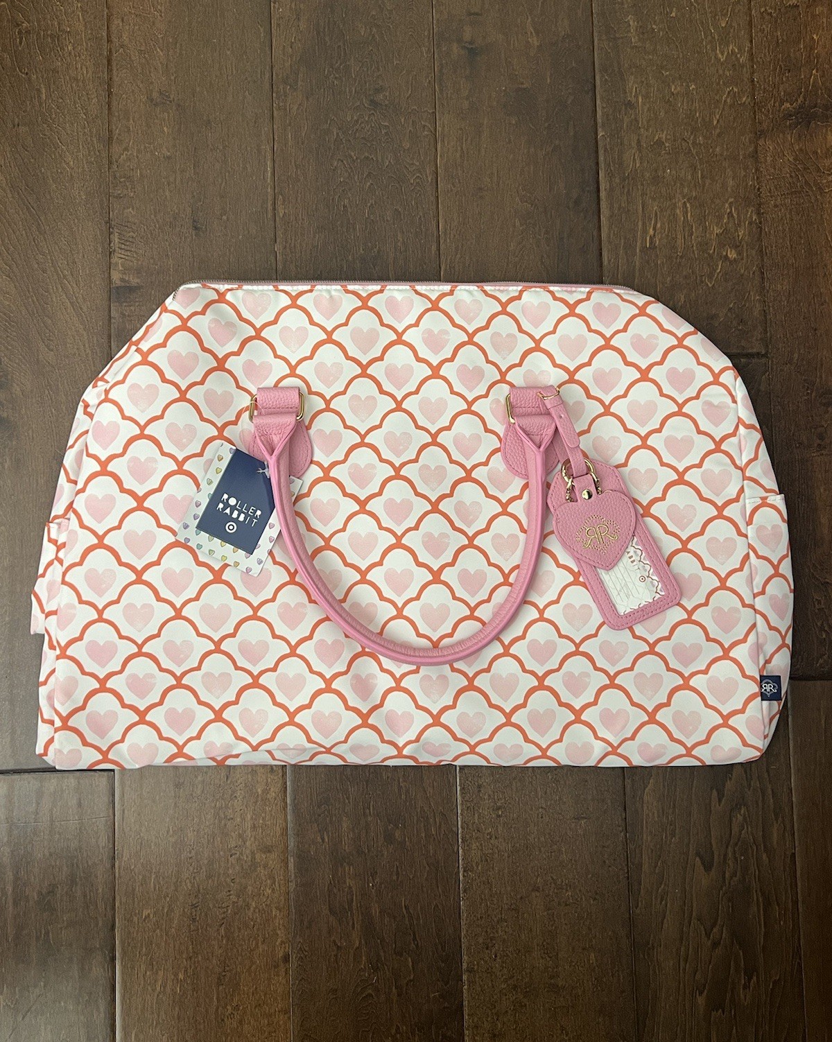 Roller Rabbit x Target Geo Hearts Softside Pink Duffel Bag One Size New IN HAND