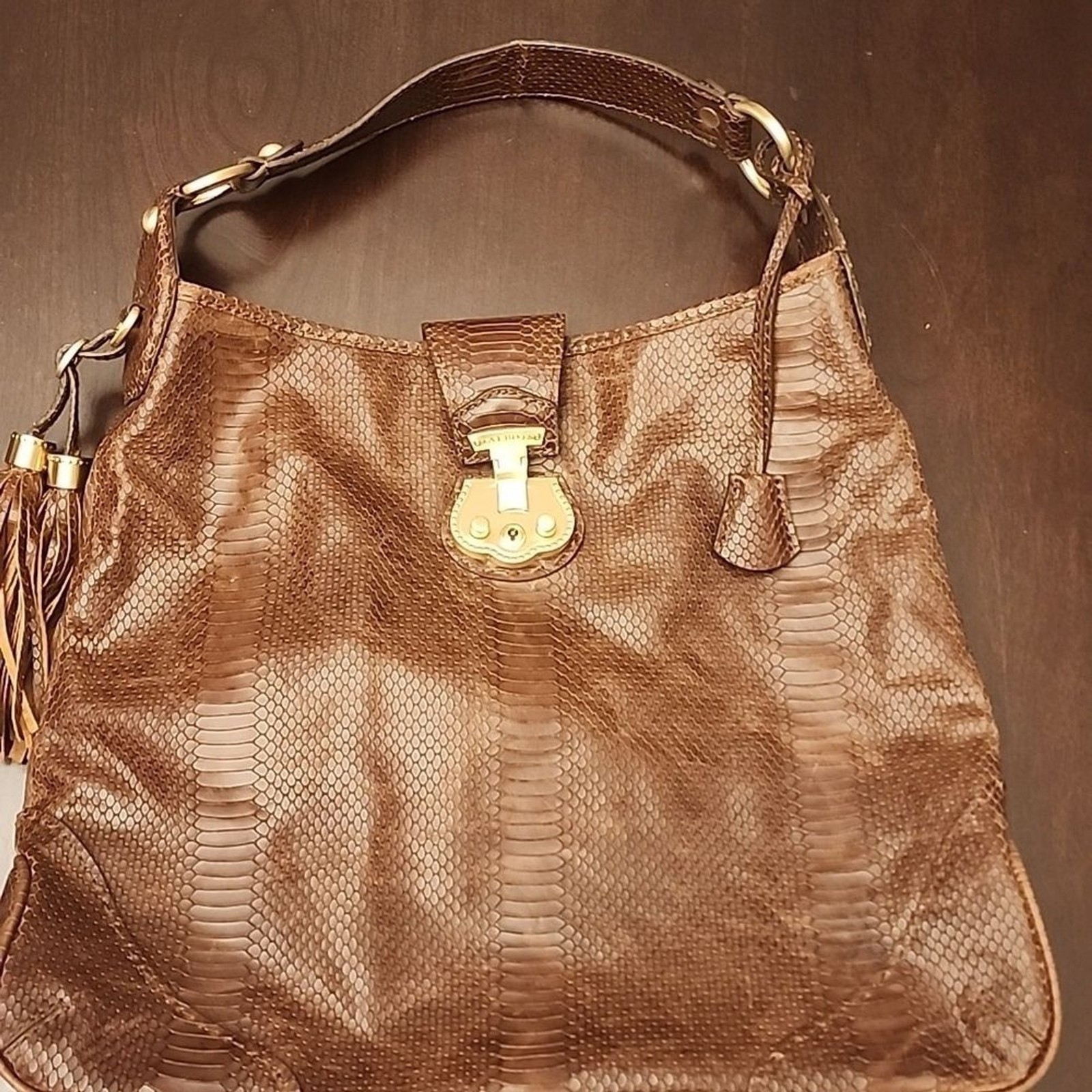 Talbot’s Croc Embossed Brown Leather Bag Vintage NWOT