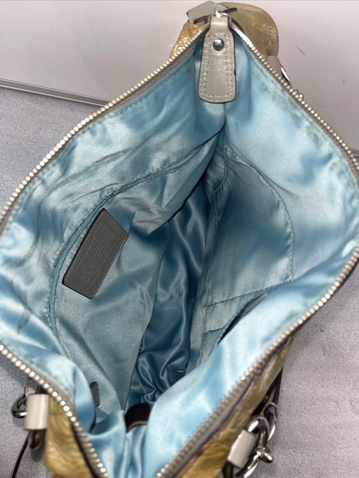 COACH Kristin Gray Leather East West Satchel Hobo Handbag Purse # L1193-19297
