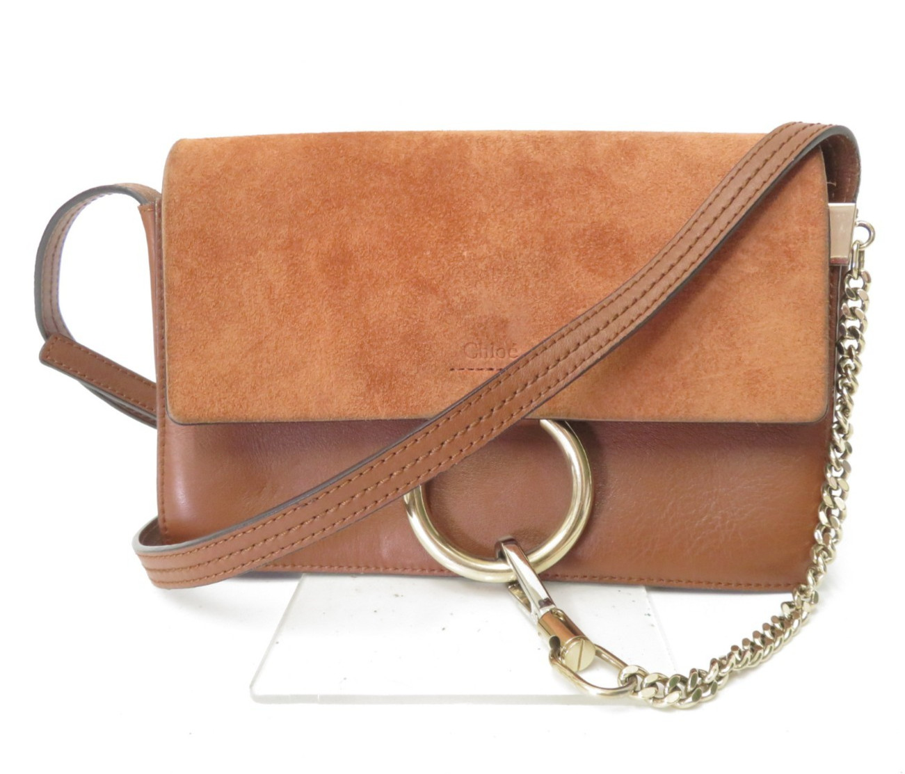 Authentic Chloe Faye Suede leather Shoulder Bag S#52824