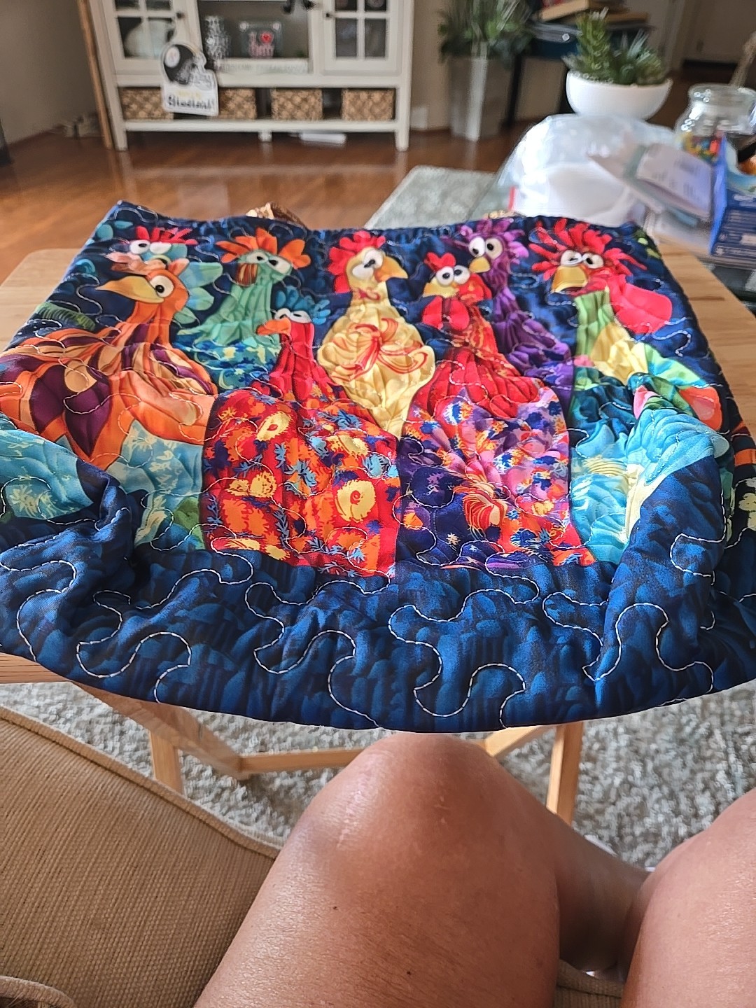 Crazy Chicken Tote Bag 13.5 Inches Wide and 13 Inches Tall Quilted