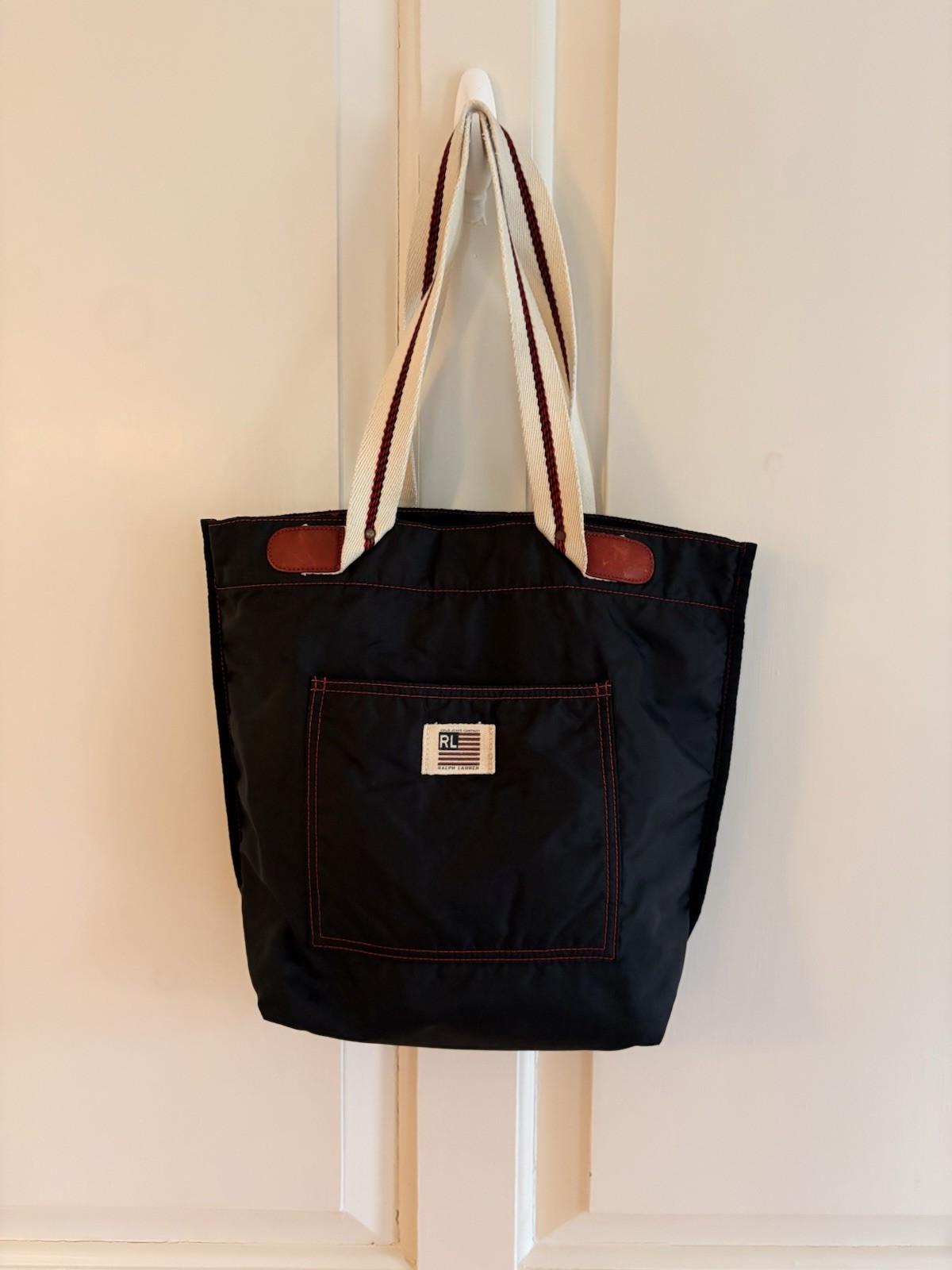 Vintage Polo Jeans Co Ralph Lauren Tote Bag Navy/ Red Stitch USA Flag Y2K 90s