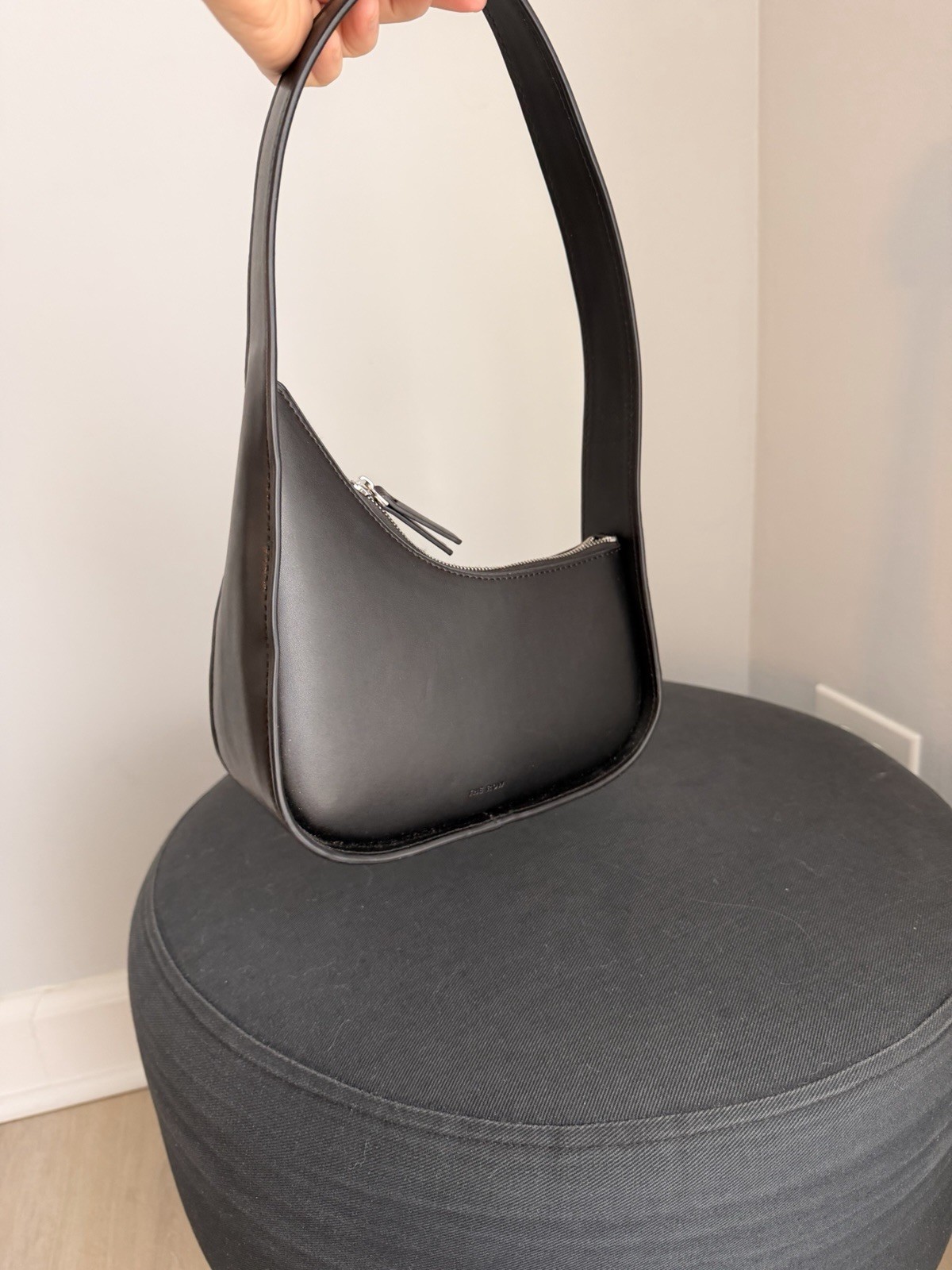 THE ROW Black Zip-Top Shoulder Bag for Women, Solid, Silver Hardware
