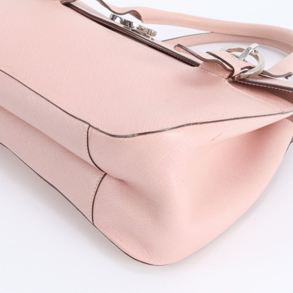 Authentic Salvatore Ferragamo Gancini Leather Tote Bag Pink 33cm x 21cm x 11cm S