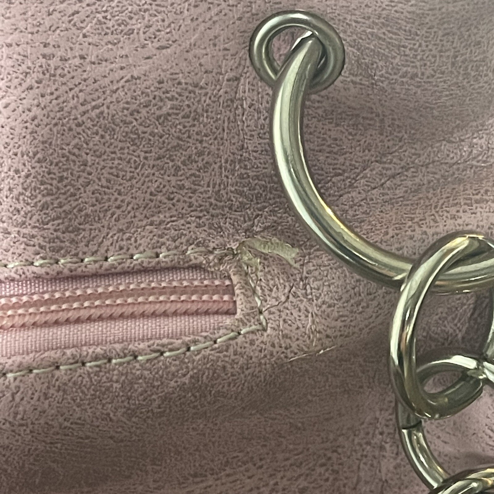 Faux Leather Pink Shoulder Purse Wallet Studded Cross Embossed Ruffle Country
