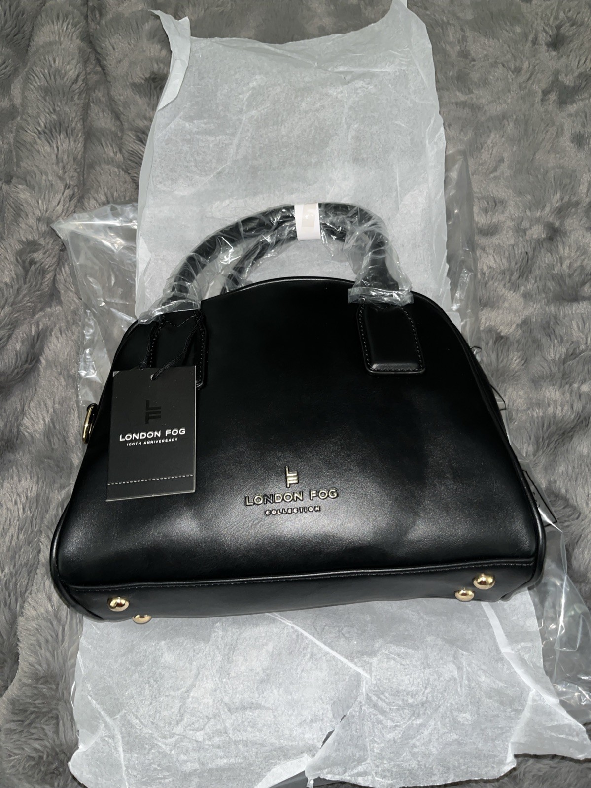London Fog Black Bowling Bag Crossbody Strap Included See Photos