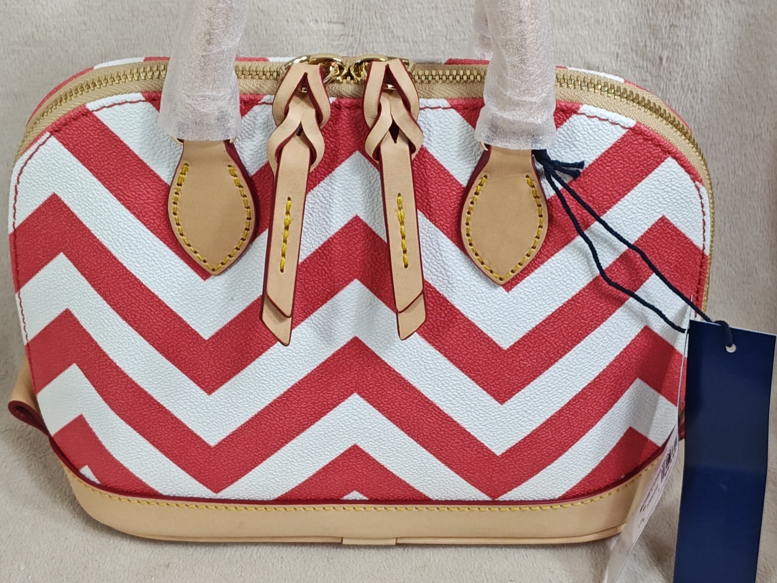Dooney & Bourke Chevron Bitsy Bag, Red NEW