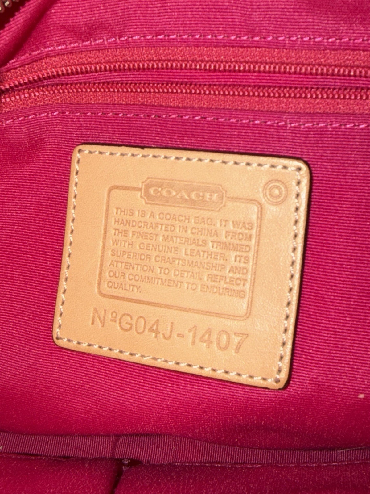 COACH G04J-1407 Vintage Pink White Herringbone Tweed Leather bag Hobo Handbag