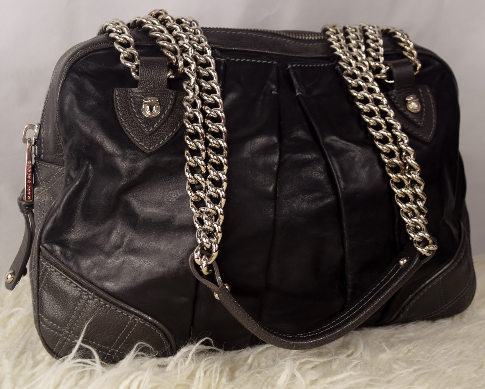NWT MARC JACOBS Quilted & Pleated Bowler Calf Leather Shoulder Bag $1295