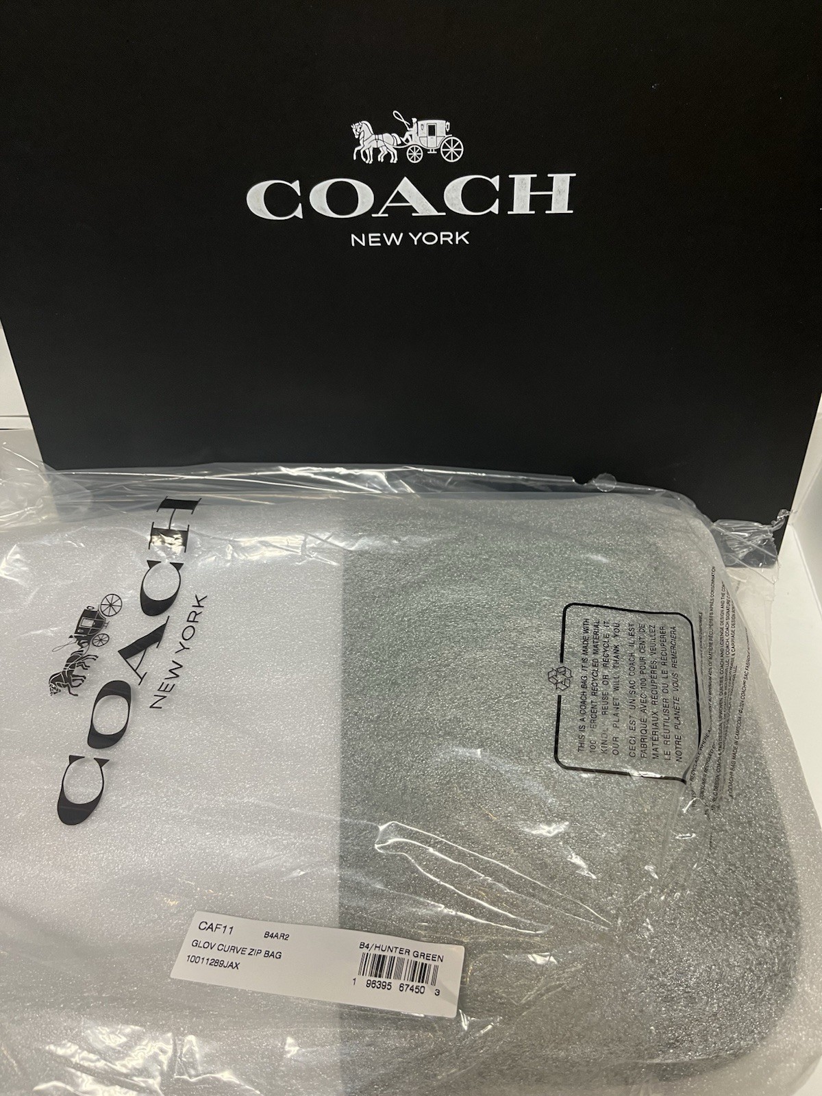 Coach Curve Zip Leather Bag Hunter Green CAF11