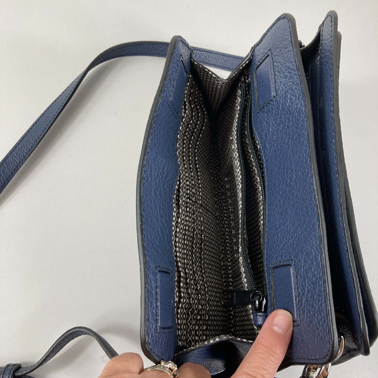 Brighton Interlok Collection Georgina Organizer Dark Blue Weave Crossbody Wallet