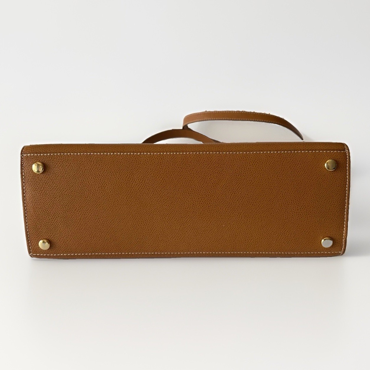 Authentic High Class Hand bag Camel Brown Leather From Japan 01210