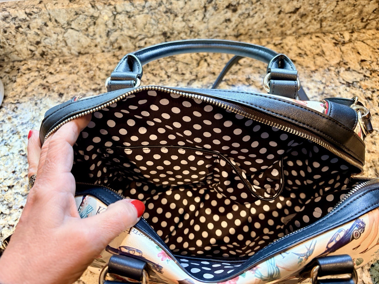Kitten D’Amour Pin-Up Retro Satchel Top Handle Bag w/ Detachable Strap Wallet