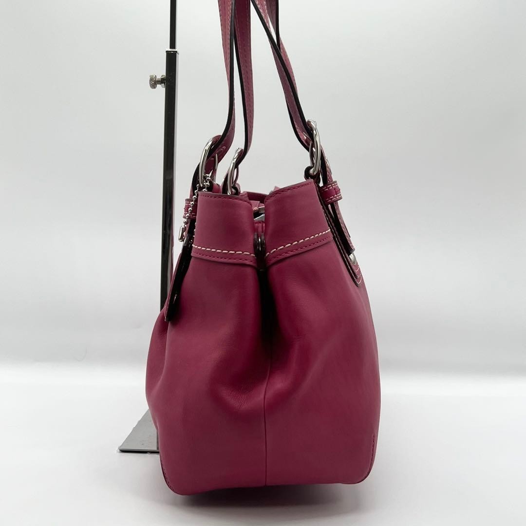 Coach Soho Tote Bag Pleated Leather Pink