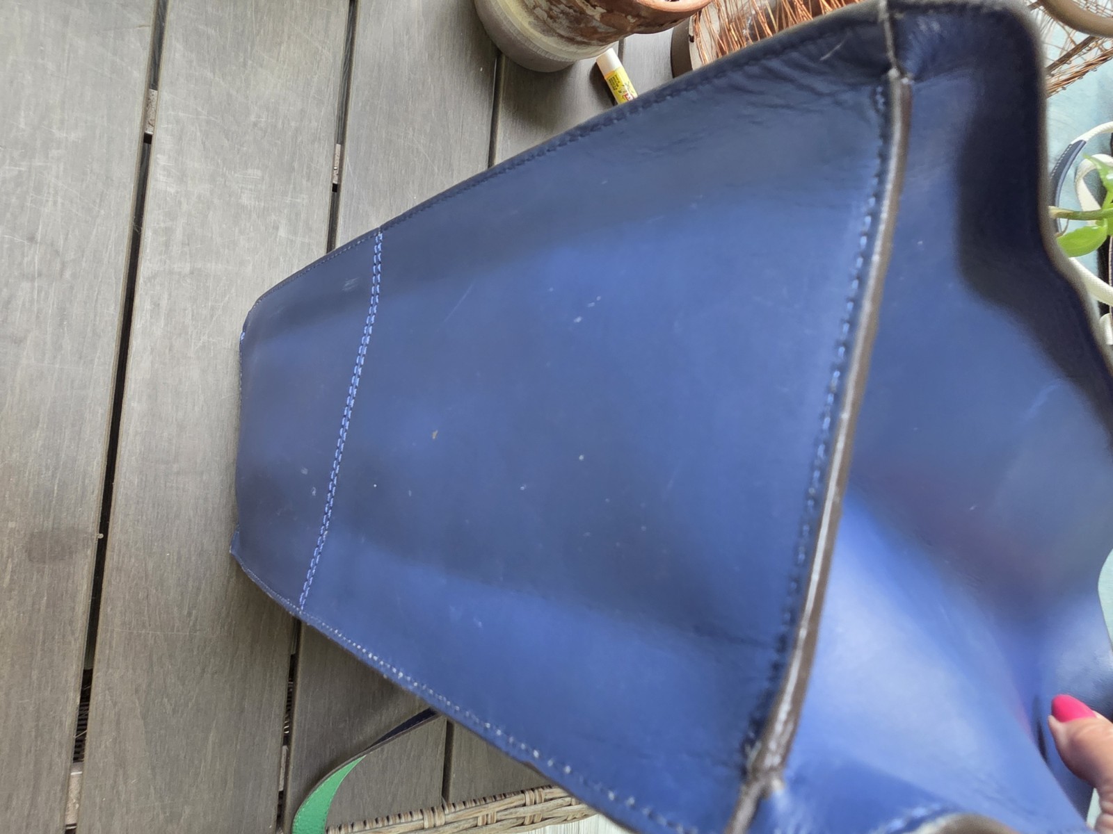 Blue & Green Colorblock Trapezoid Tote Bag Double Handles