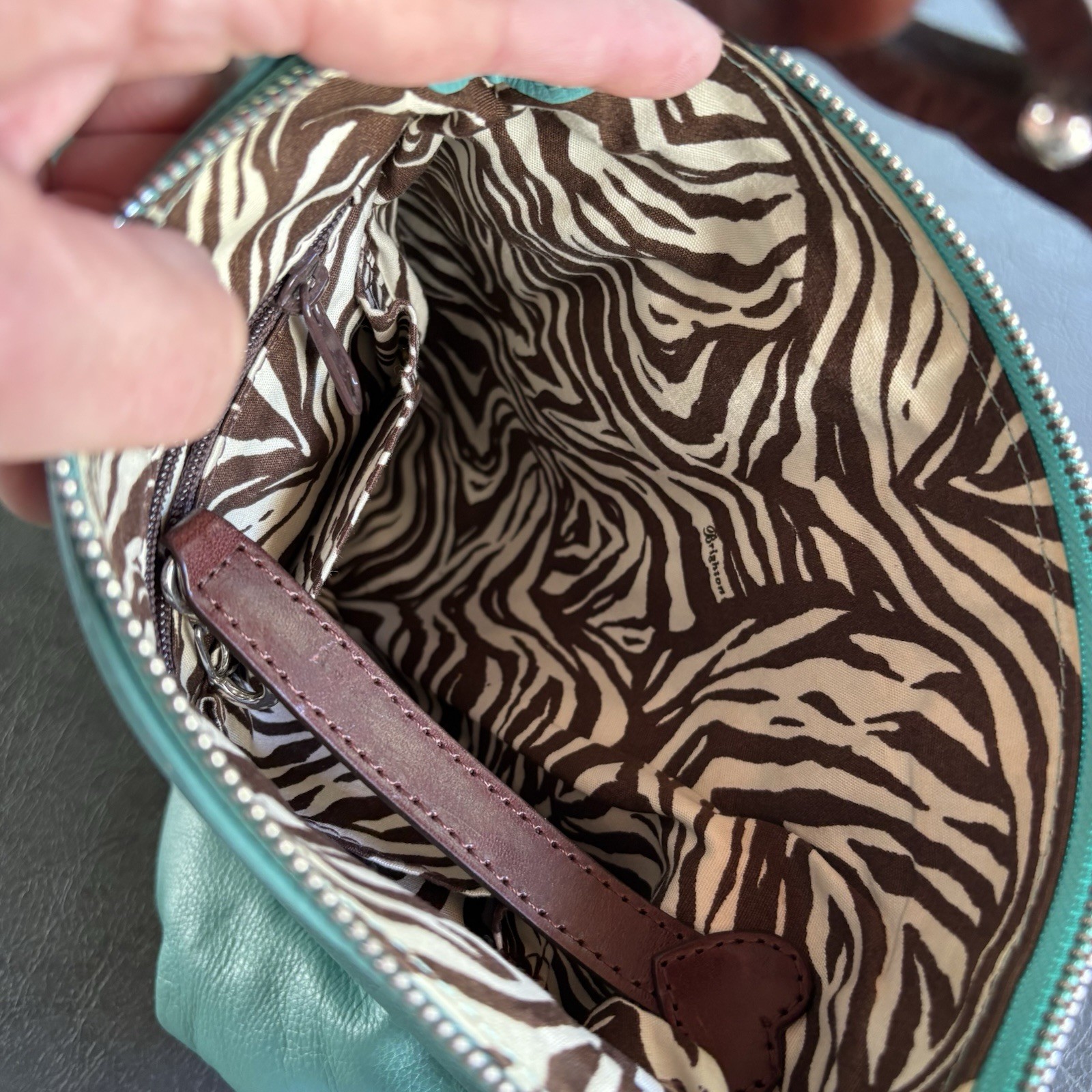 BRIGHTON KODA COLLECTION Teal LEATHER CROSSBODY MESSENGER BAG Heart L896041
