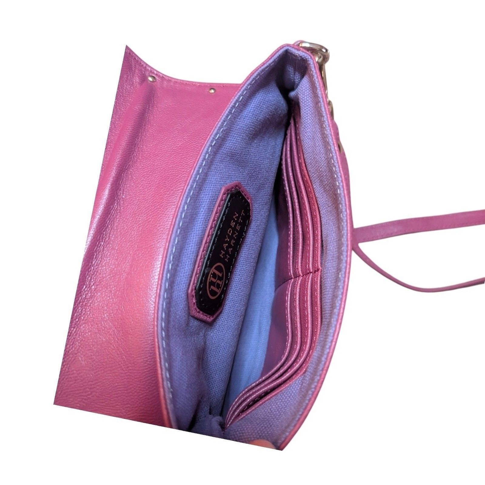 Hayden Harnett Leather Flap Fuchsia Small Shoulder Bag Crossbody Purse