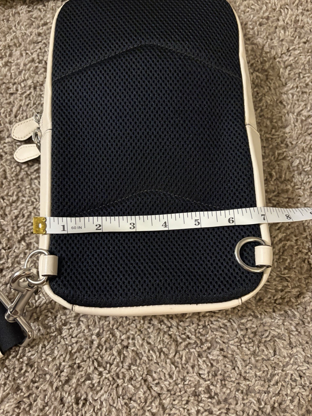 Coach Hudson Houndstooth Crossbody Bag Ivory/Black Zip Detachable Strap