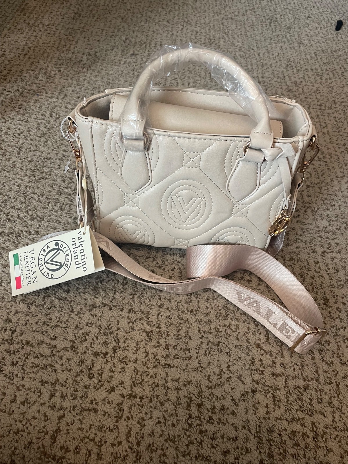 Valentino Orlandi Taupe Quilted Shoulder Bag brand new with crossbody strap
