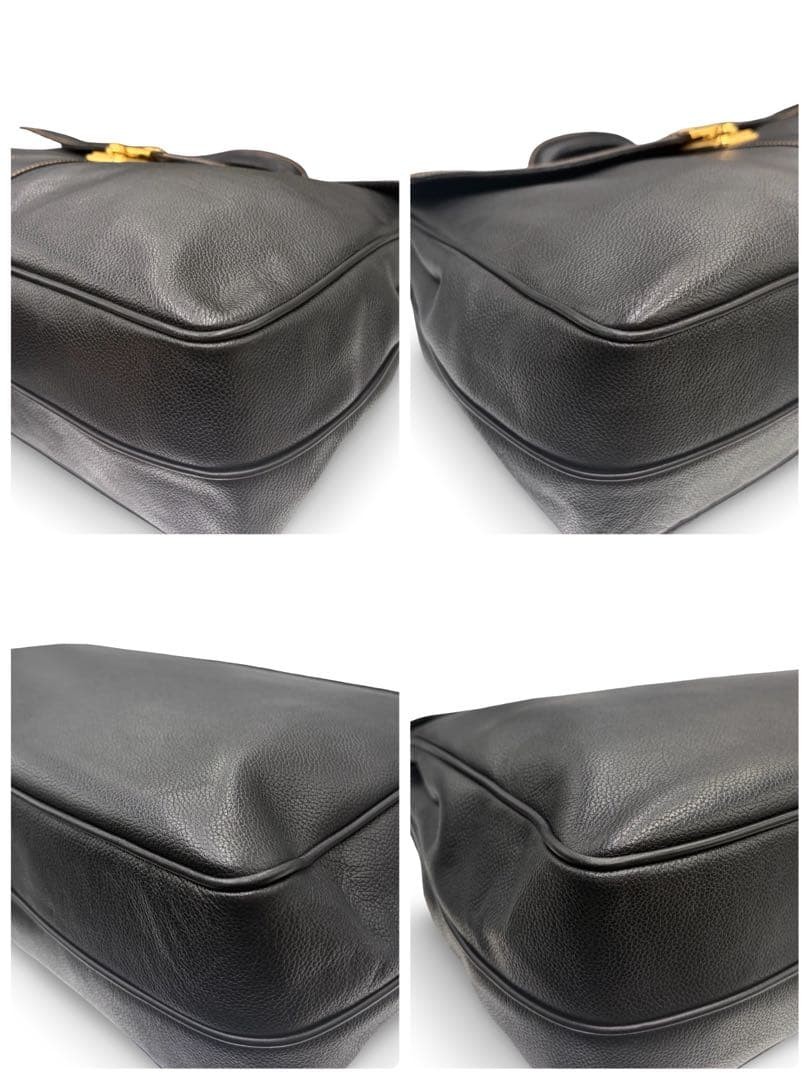 Dunhill Black Leather Briefcase Business Bag Metal Hardware Japan 069629