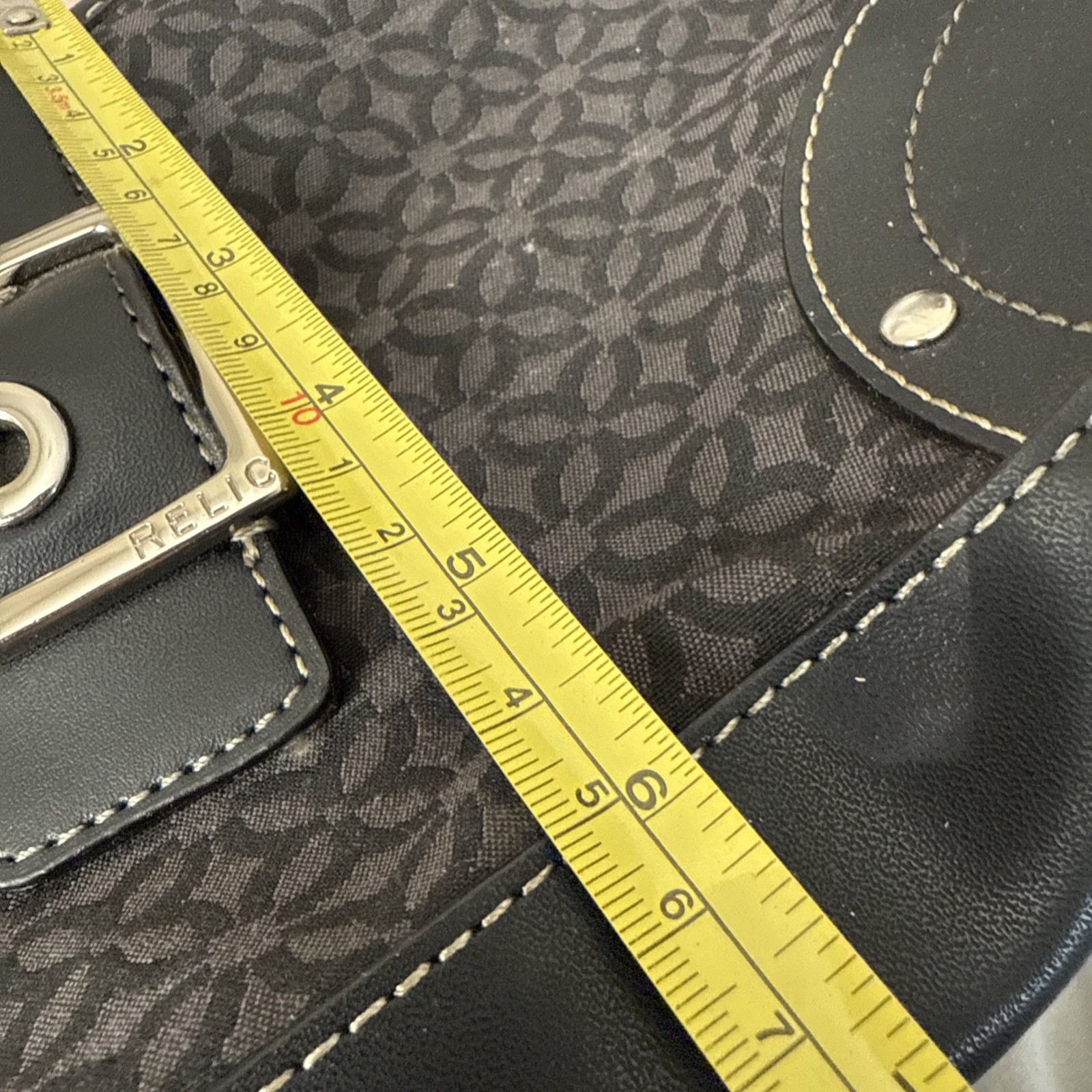 Relic Black Faux Leather Fabric Purse Shoulder Hobo Bag
