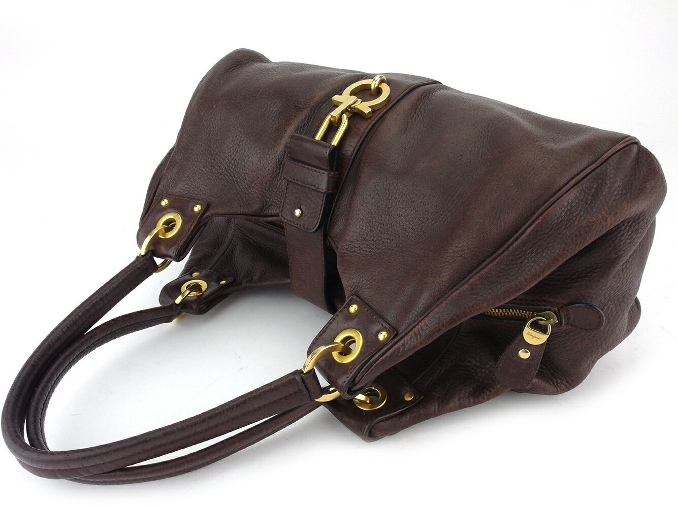 SALVATORE FERRAGAMO Shoulder bag Gancini Leather Vintage Authentic From Japan