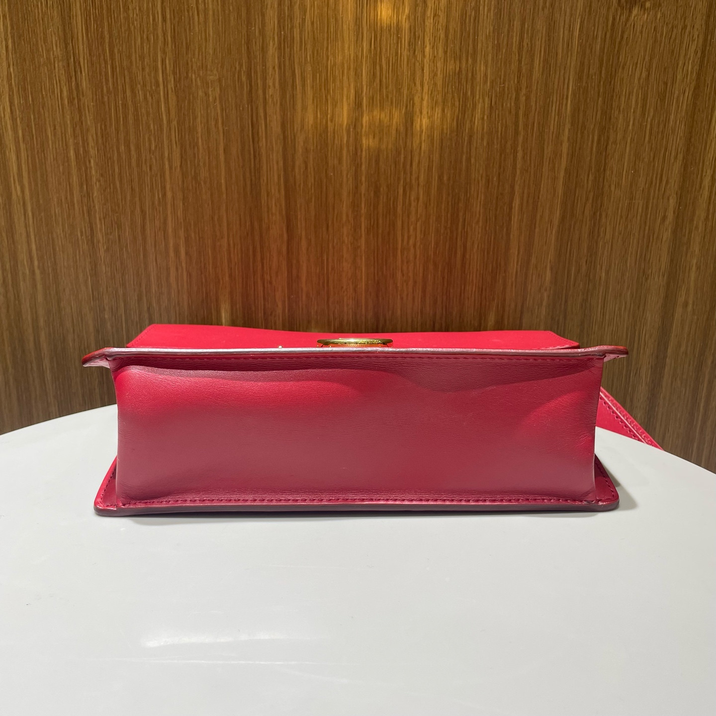 Authentic Ferragamo Gancini Messenger Bag in Red Leather Gold Hardware AG