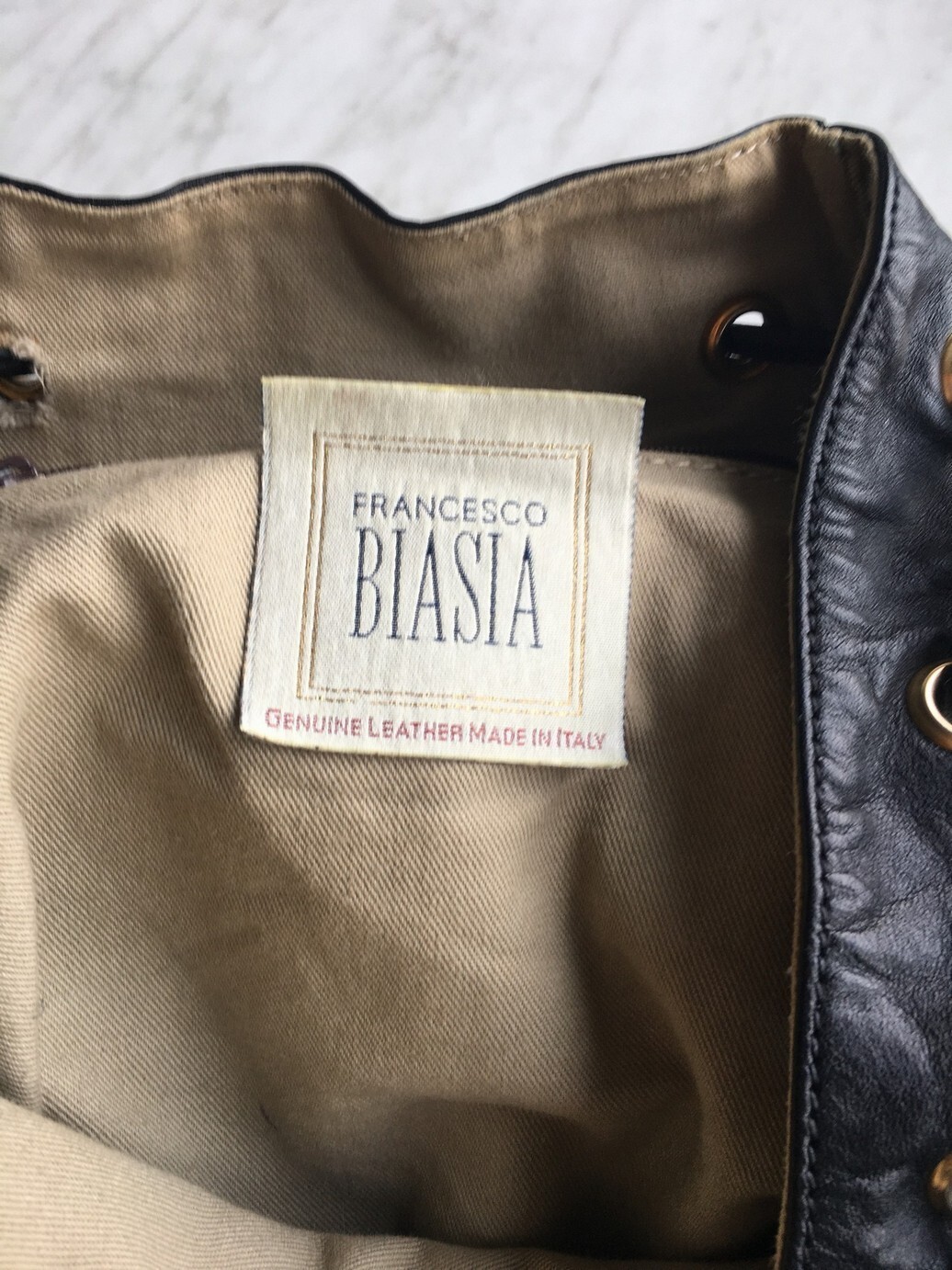 Francesco BIASIA Made in Italy Handbag Backpack Genuine Leather Black