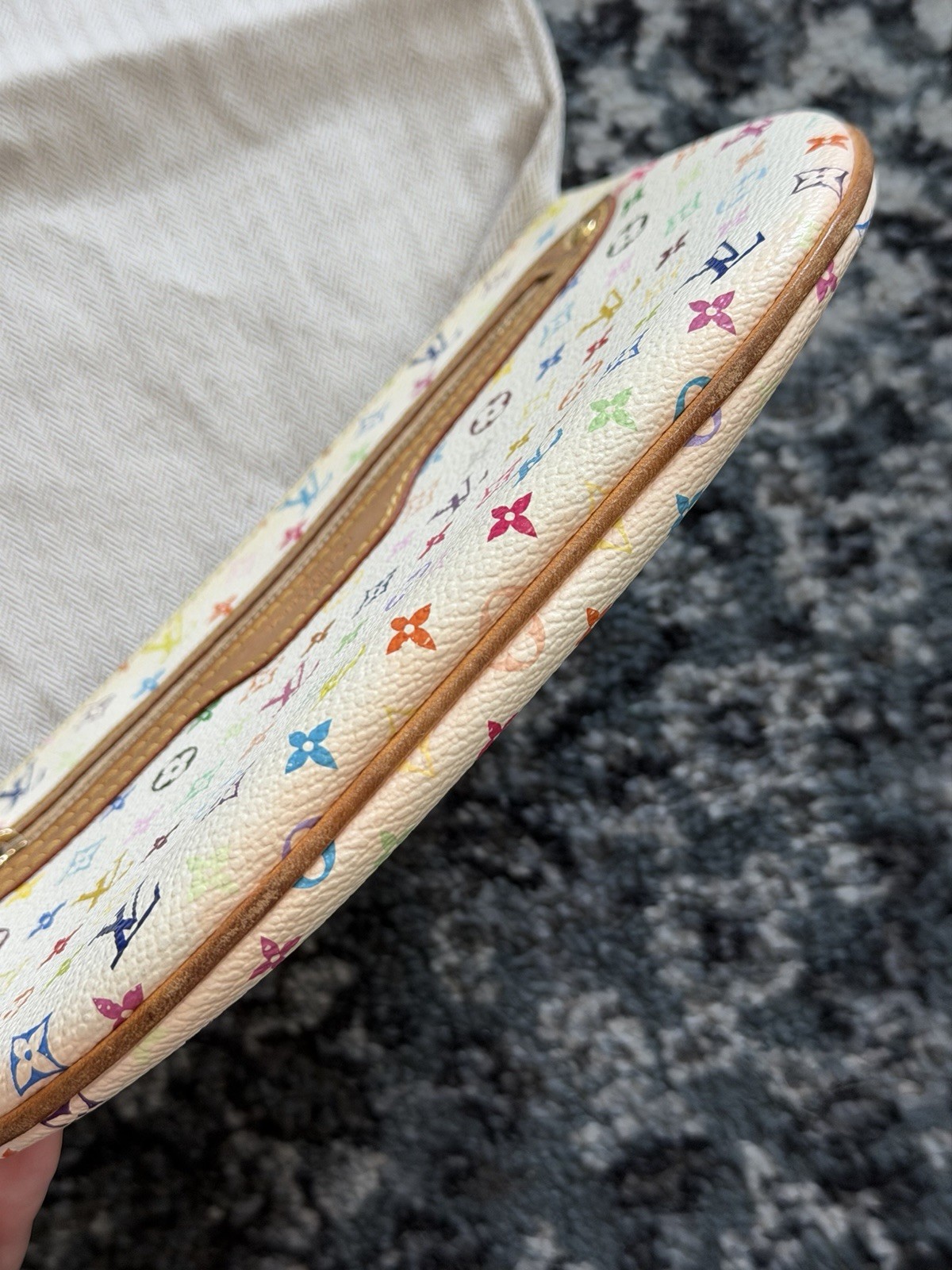 LOUIS VUITTON Monogram Multicolor Pochette GM Pouch White