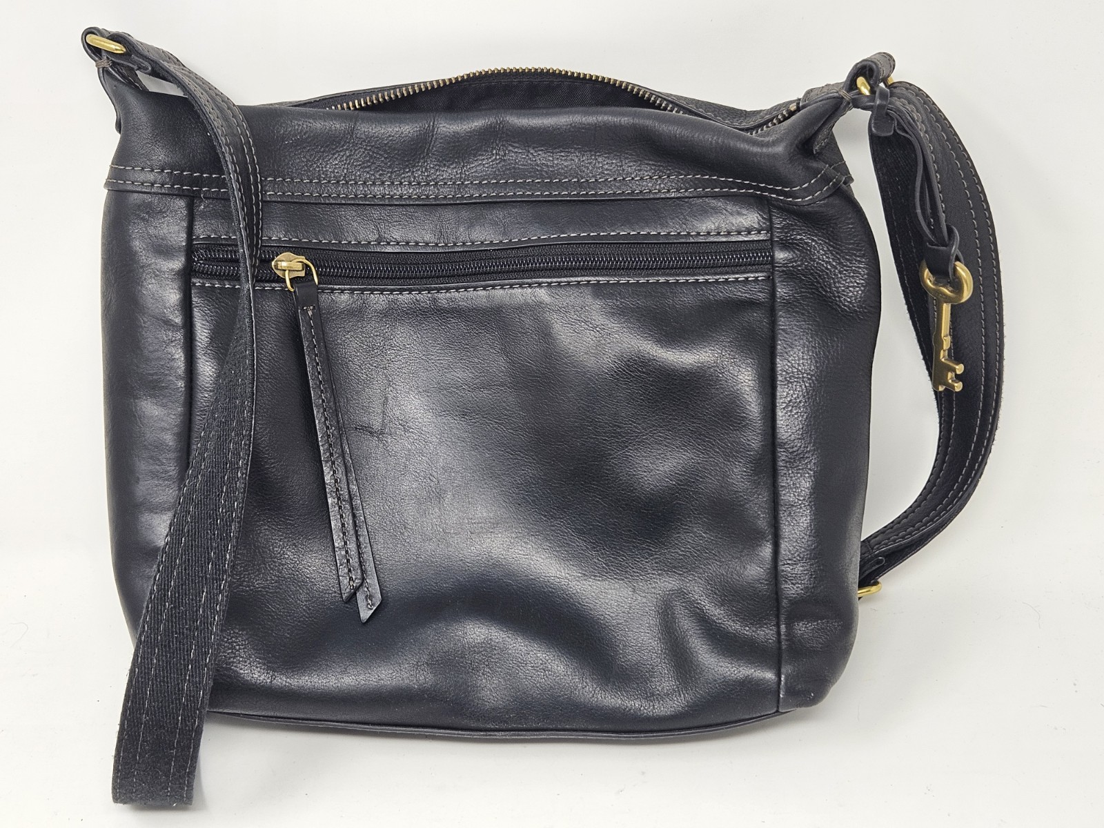 Fossil V2107 Black Cargo Crossbody Hobo Handbag