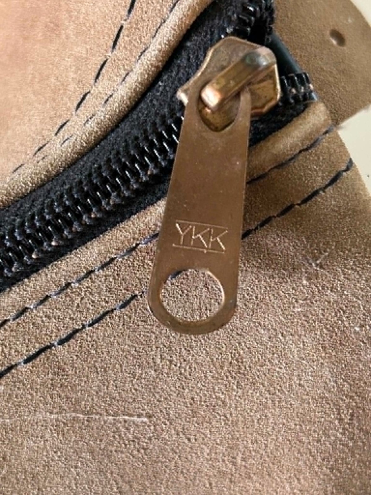 Vintage 70s 80s Suede Barrel Bag Two Tone Brown Tan YKK Zipper Retro Cylinder
