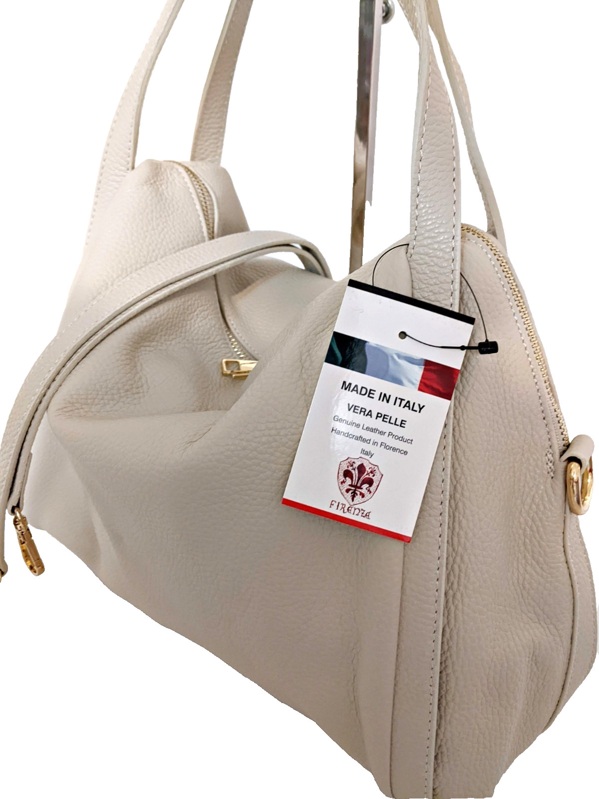 ITALIAN PREMIUM PEBBLED CALF LEATHER LARGE SHOULDER BAG HANDBAG – MADE IN ITALY