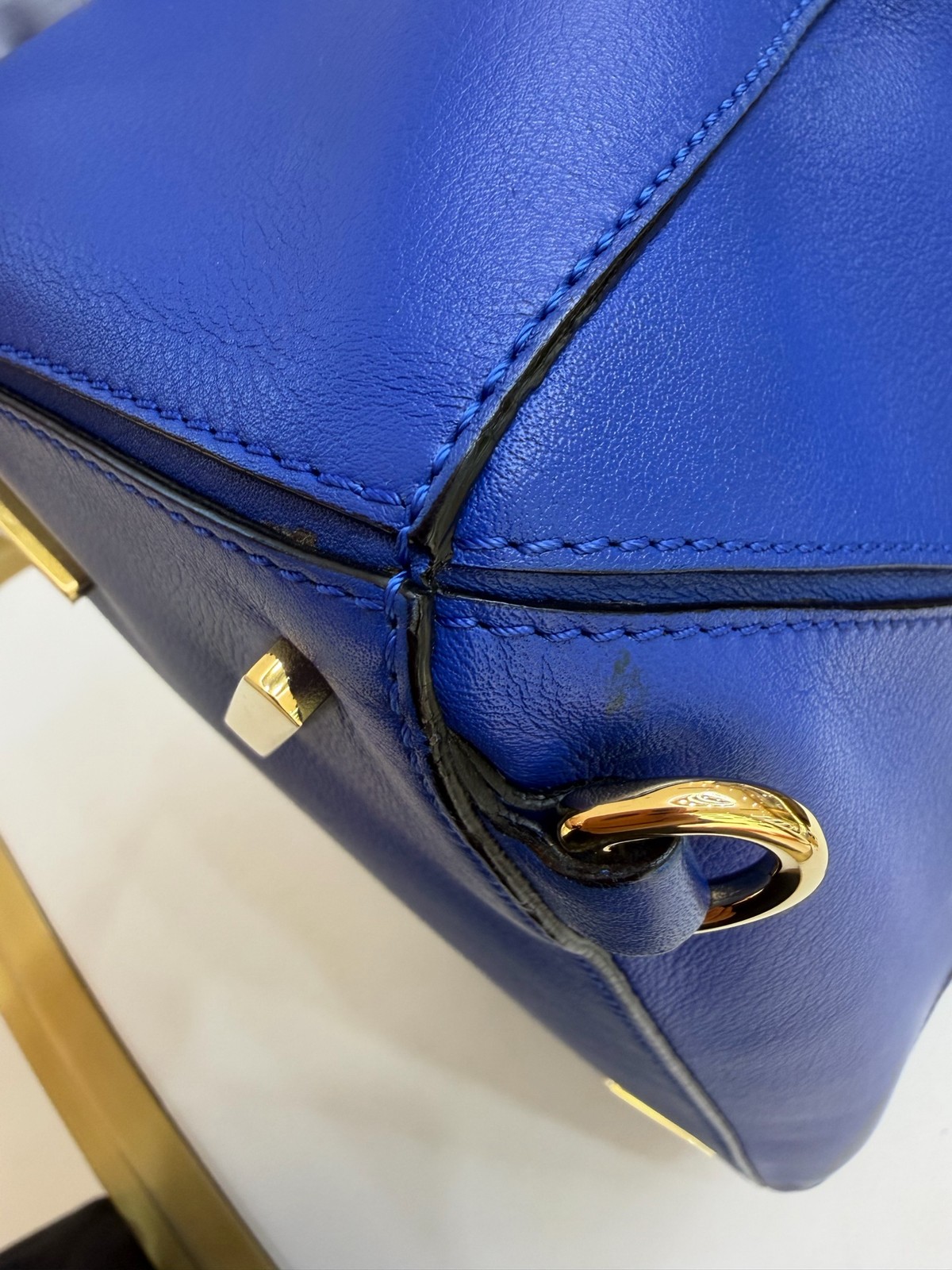 Loewe Puzzle Medium Bright Blue Smooth Calfskin Leather Crossbody Handbag Duty P