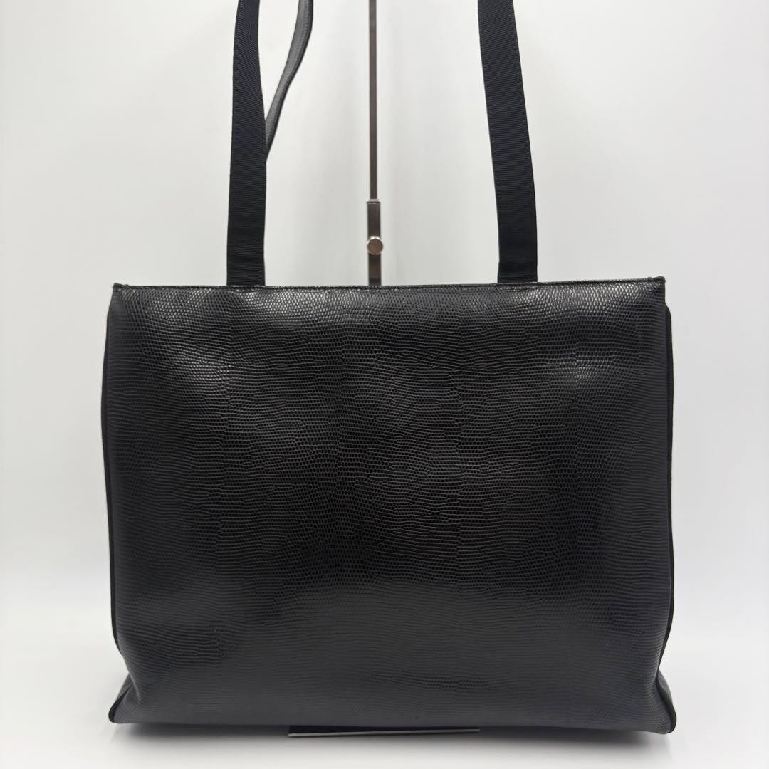 Ferragamo Vara Leather Tote Bag Black Gold Hardware Women’s Authentic