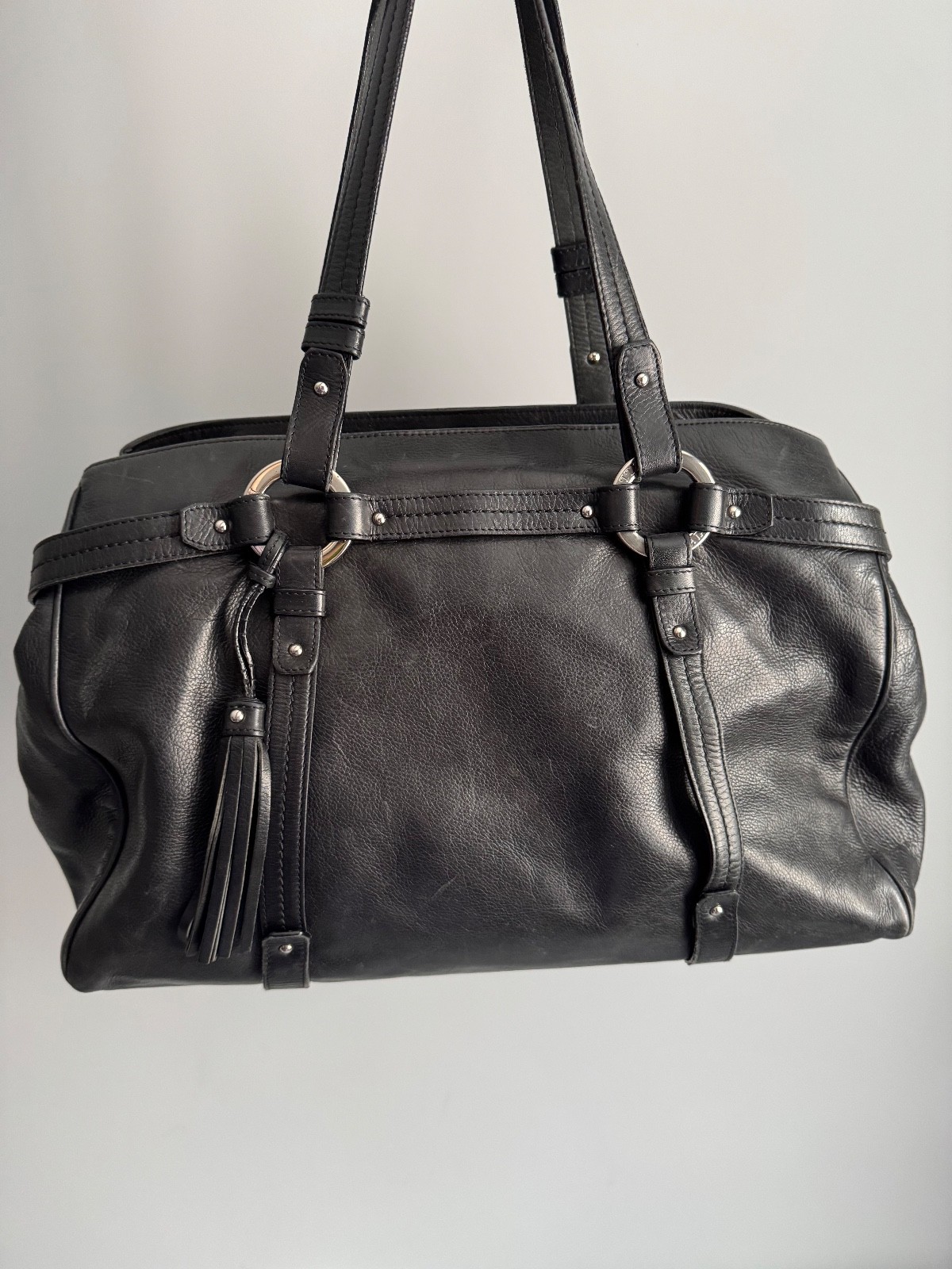 Authentic Vintage Bally Quilted Black Leather Tote / Shoulder Bag y2k