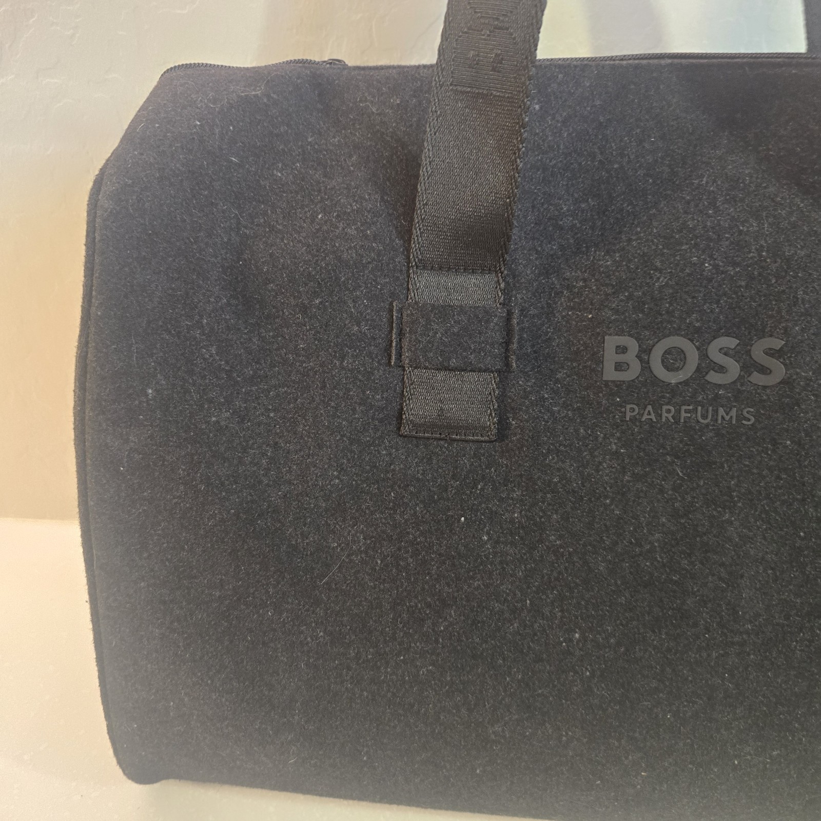 Boss Parfums Soft Black Weekender Duffel Bag w/Logos on Handles & Zipper Close