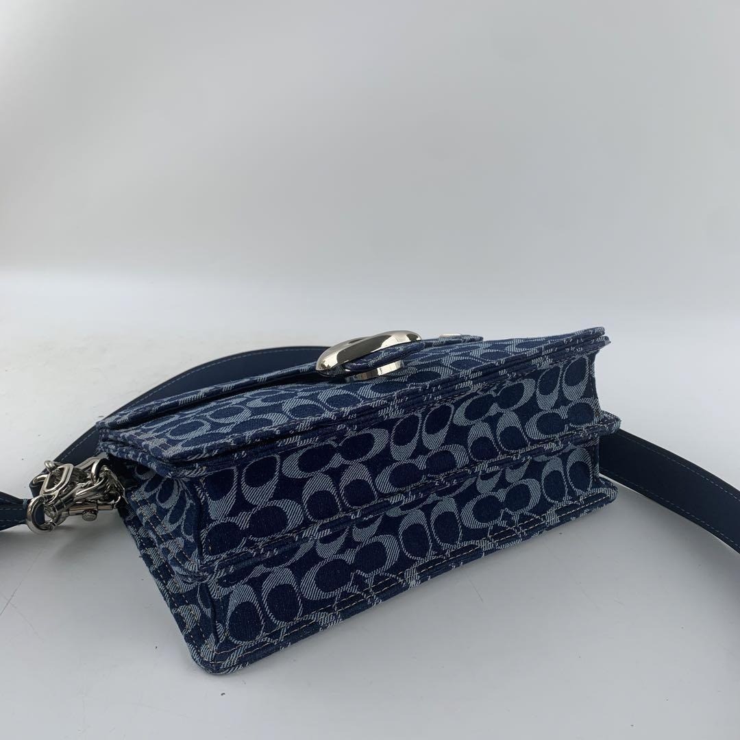 Coach Washed Denim Signature Chain Tabby Shoulder Bag Blue CAN15 Detached Tags