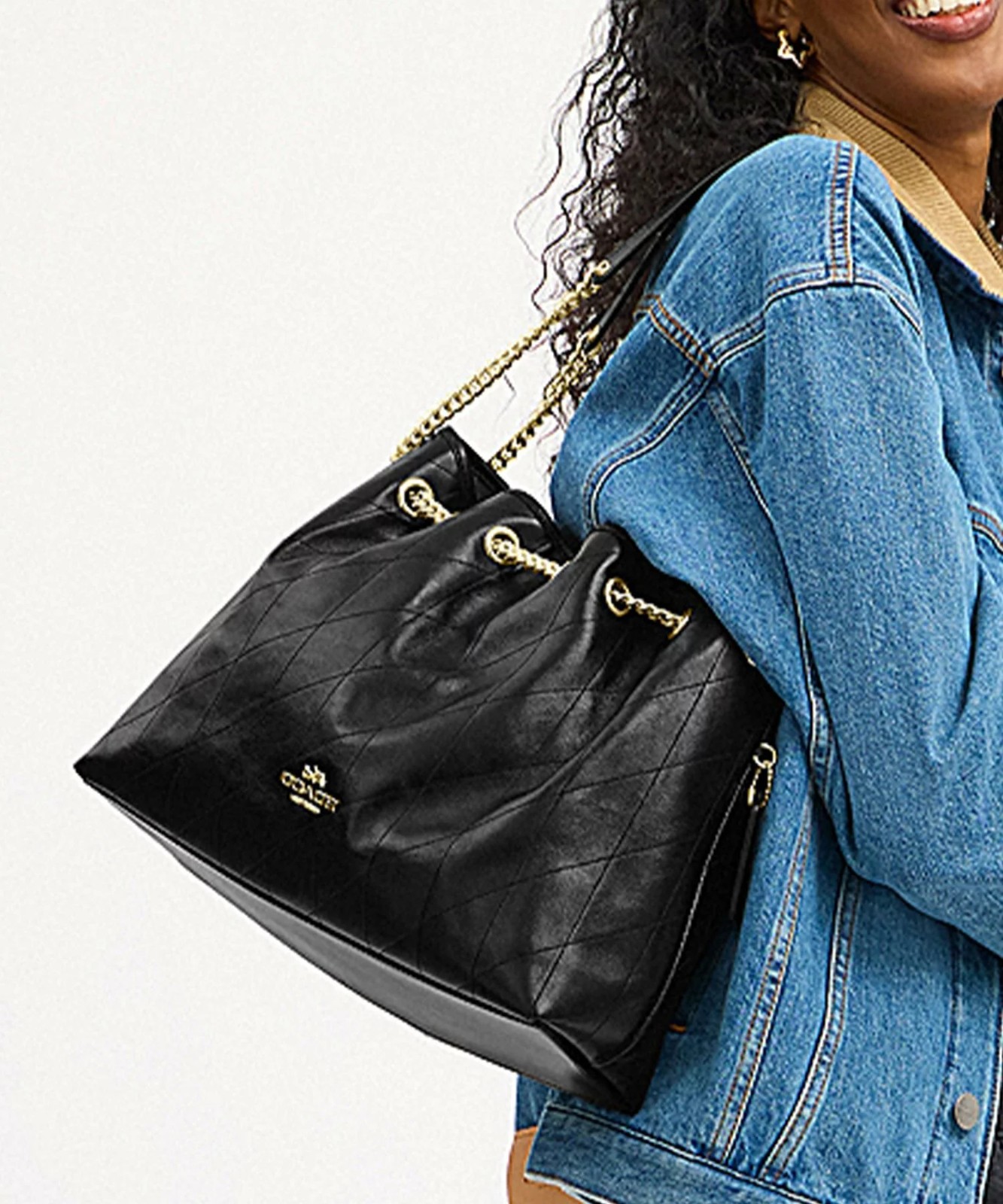 COACH Evelyn Shoulder Bag – Quilted CDR00 Black
