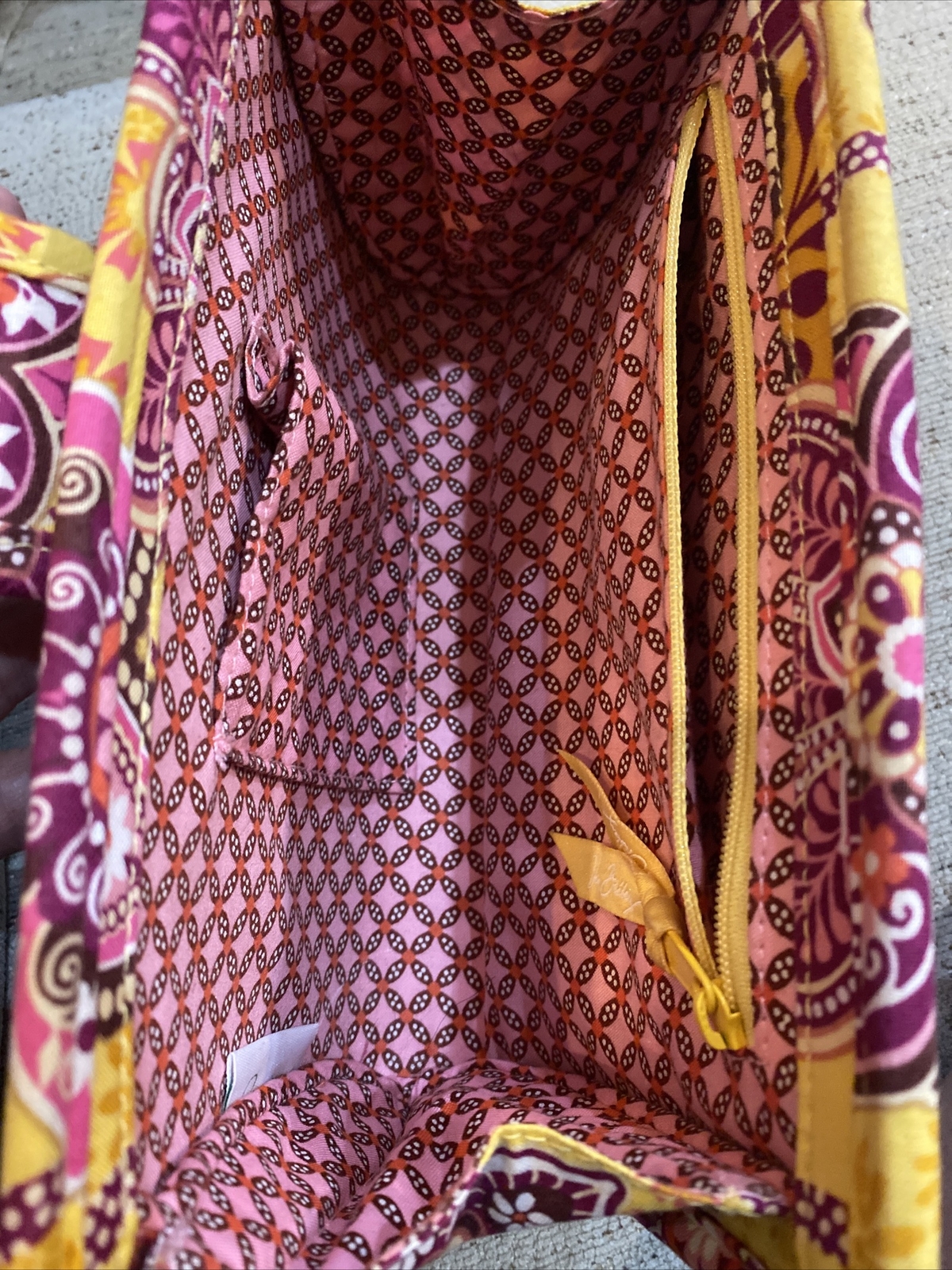 Vera Bradley Tiki Straw Clutch Bali Gold Yellow Purple Brown Wood Wicker