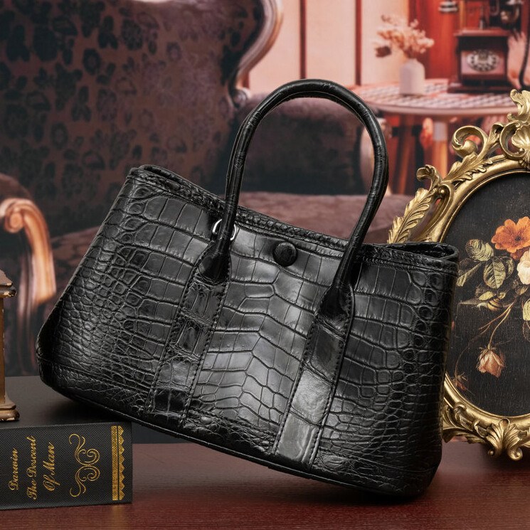 Handcrafted Genuine Croco Belly Skin Leather Handbag Tote Womens Shoulder Bag